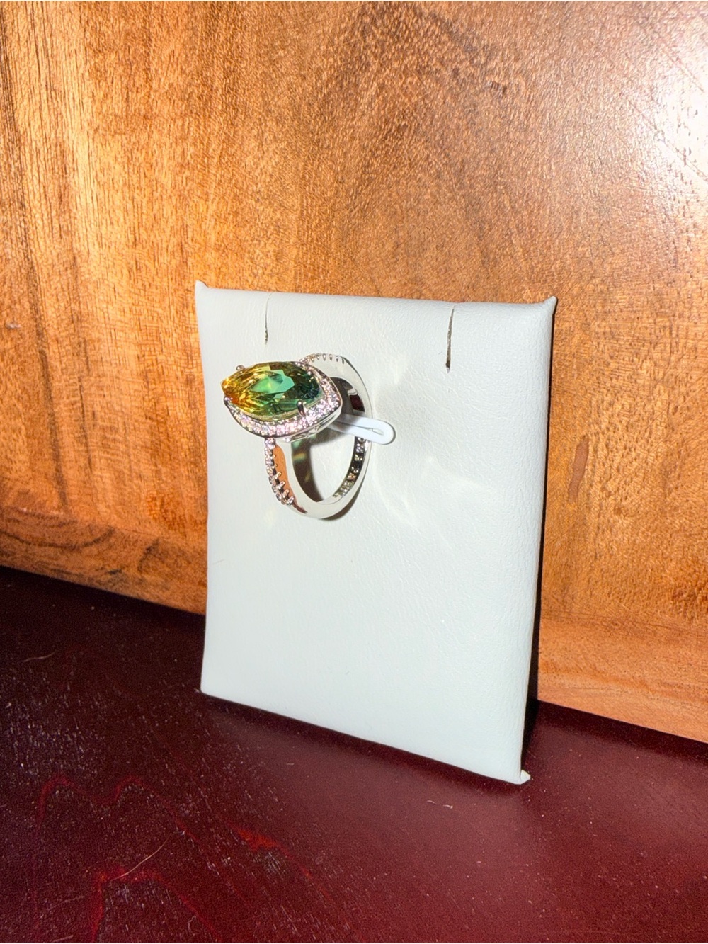 Green Marquise Gemstone Halo Ring